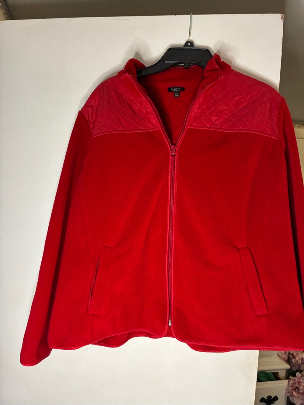 Talbots Bright Red Quilted-Shoulder Zip JacketSize 2X P